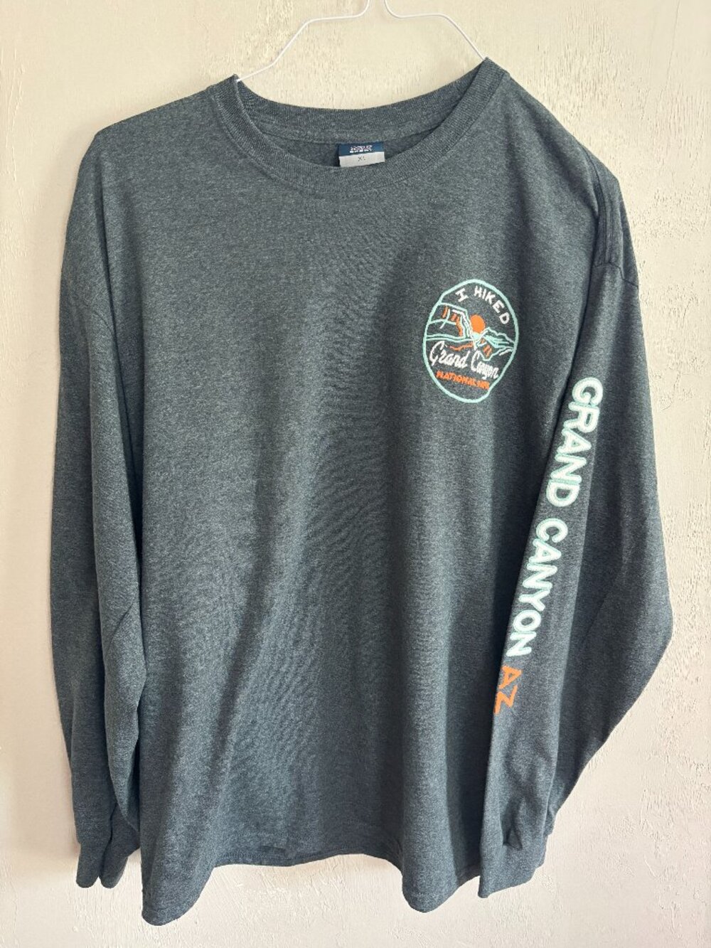 XL - I Hiked the Grand Canyon - Long Sleeve Raised 3D Graphic Blue Gray Shirt